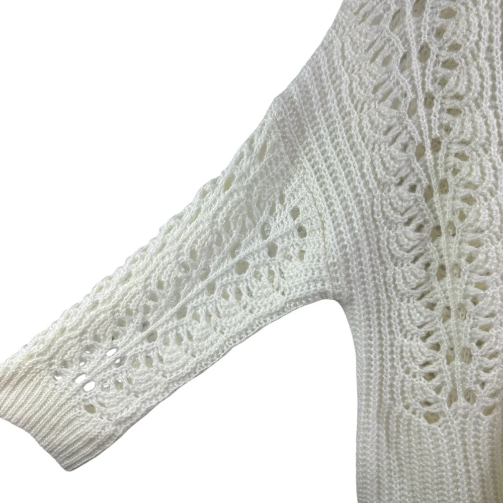 Anthropologie PILCRO Devenne Oversized Chunky Pointelle Crewneck Sweater Large - Picture 5 of 6